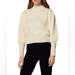Sandro Cream White Knit Raphael Mock Neck Sweater Top, Size 1